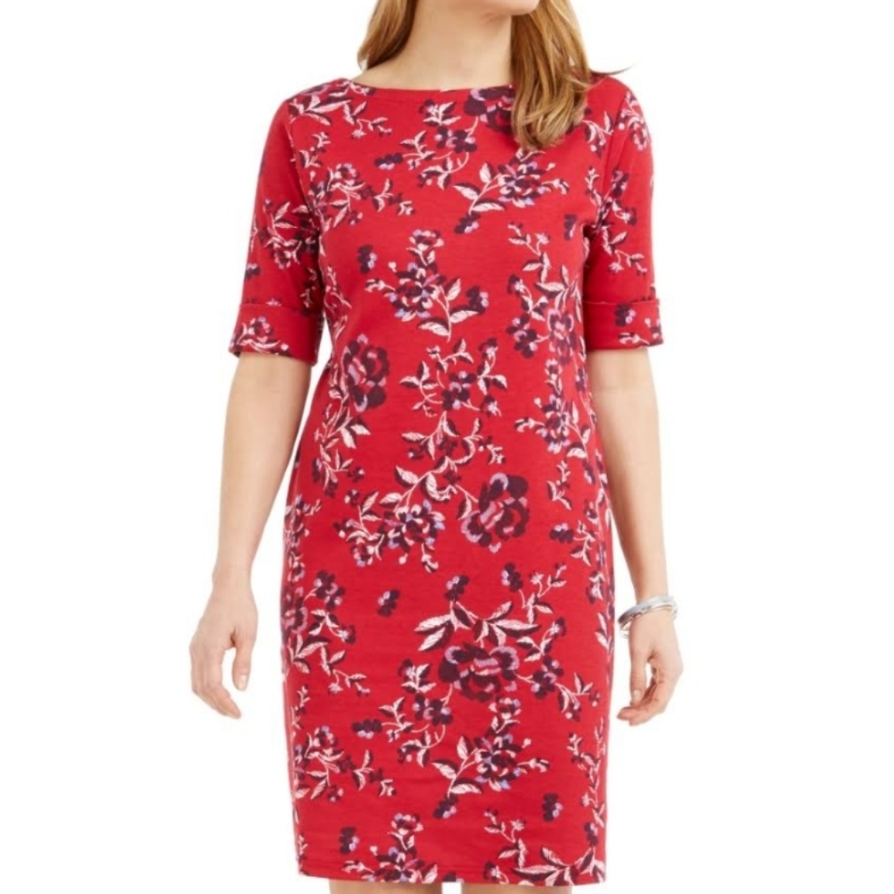 Karen Scott Red White And Blue Amore Floral Dress Size XS